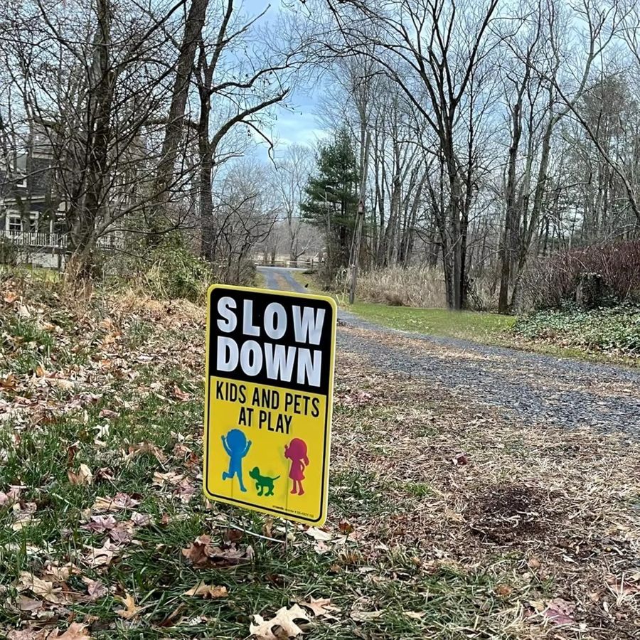 CIFBUY Slow Down Kids At Play Schild aus Kunststoff mit Metallpfählen, wetterfest und rechteckig - Bild 4