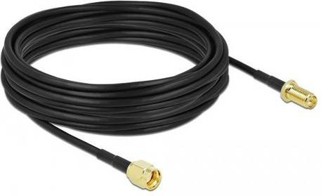 Delock WLAN-Antennen Anschlusskabel Schwarz mit 1x RPSMA-Stecker und 1x RPSMA-Buchse, 10 m - Bild 1
