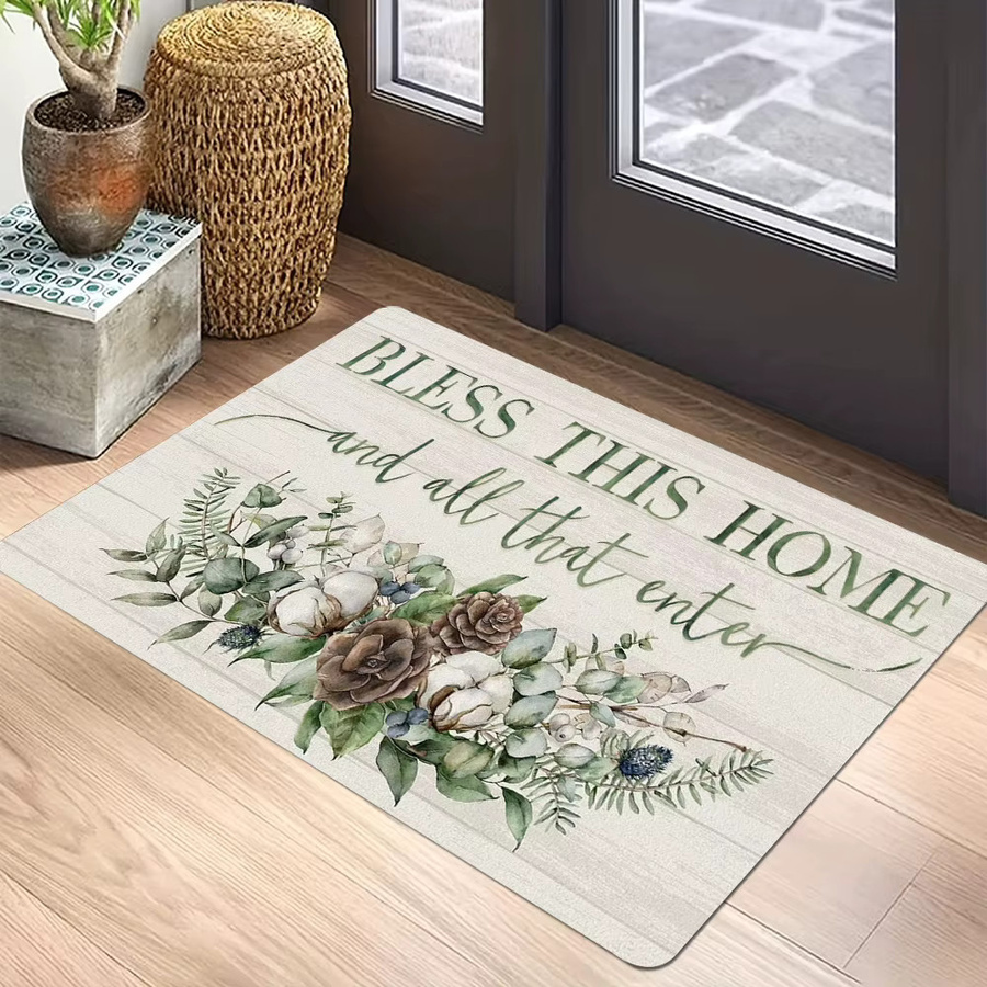 VIKAMA American Garden Sonnenblumen Fußmatte mit floralem Design, rutschfest und rechteckig, B/T: 60 x 40 cm - Bild 1
