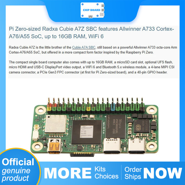 Radxa Cubie A7Z Single Board Computer mit Allwinner A73 Octa-Core, 16 GB RAM und WiFi 6 in Grün - Bild 1