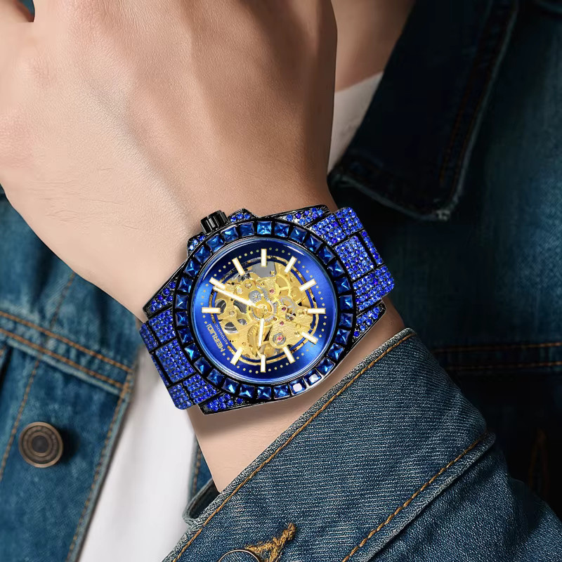 MEIRUIQI Armbanduhr, Automatik, Blau, Rund, Edelstahl, Herren - Bild 5