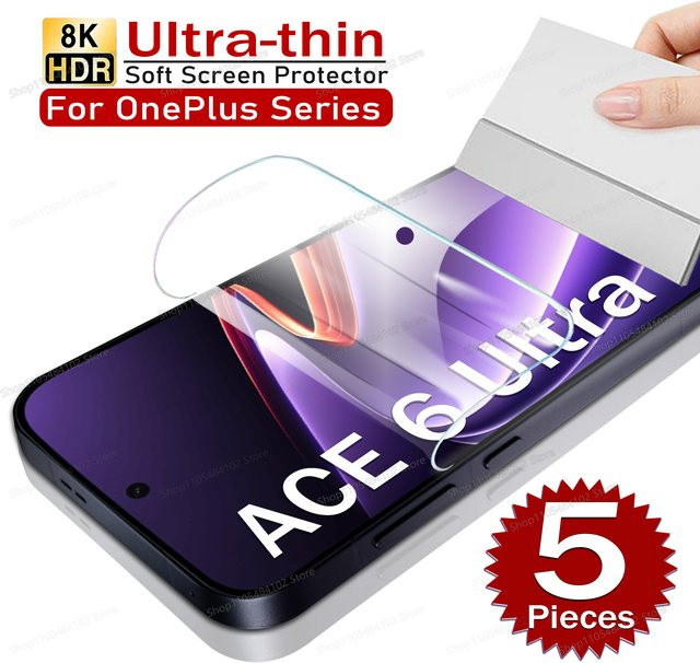 5 Stück Hydrogel Displayschutzfolie Racing Slim Clear für OnePlus ACE 6 Ultra, ACE 6T, 3, 2 Pro, 2V, 3V in Transparent - Bild 1