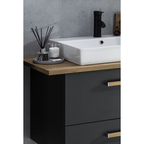 Schildmeyer Waschtisch Duo aus Sanitärkeramik mit 1 Becken in Schwarz, B: 82,2 cm, H: 61,5 cm - Bild 2