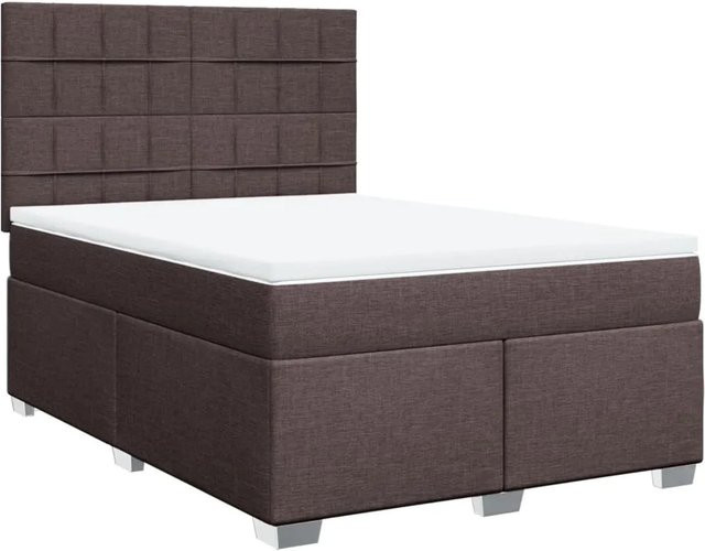 vidaXL Boxspringbett mit Matratze Hybrid-Design in Dunkelbraun und Weiß, B/T/H: 160 x 200 cm - Bild 1