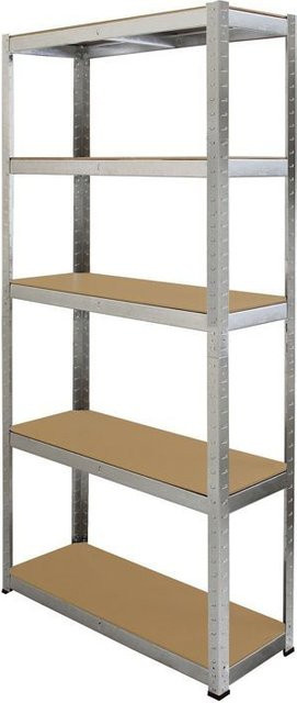 Fieldmann Regal FDR 1800 aus Metall und MDF mit Rückwand und verstellbaren Regalböden, Silber, H x B x T: 180 x 90 x 40 cm - Bild 1