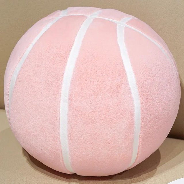 Binchi Fitness Basketball-Plüschkissen in Pink, weiches und flauschiges Kuschelkissen in runder Form, Durchmesser: 30 cm - Bild 1