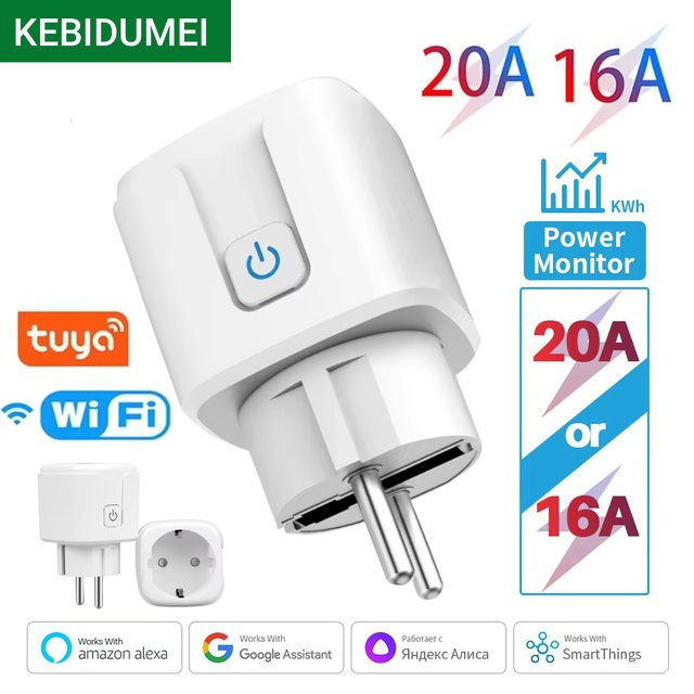 Tuya Smart Steckdose WLAN Smart Plug mit Stromüberwachung in Weiß, kompatibel mit Smart Life App, Google Assistant und Alexa - Bild 1