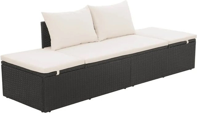 vidaXL Gartenbett aus Poly Rattan in Schwarz mit verstellbarer Kopfstütze und pulverbeschichtetem Stahlrahmen, B/T: 195 x 60 cm - Bild 1