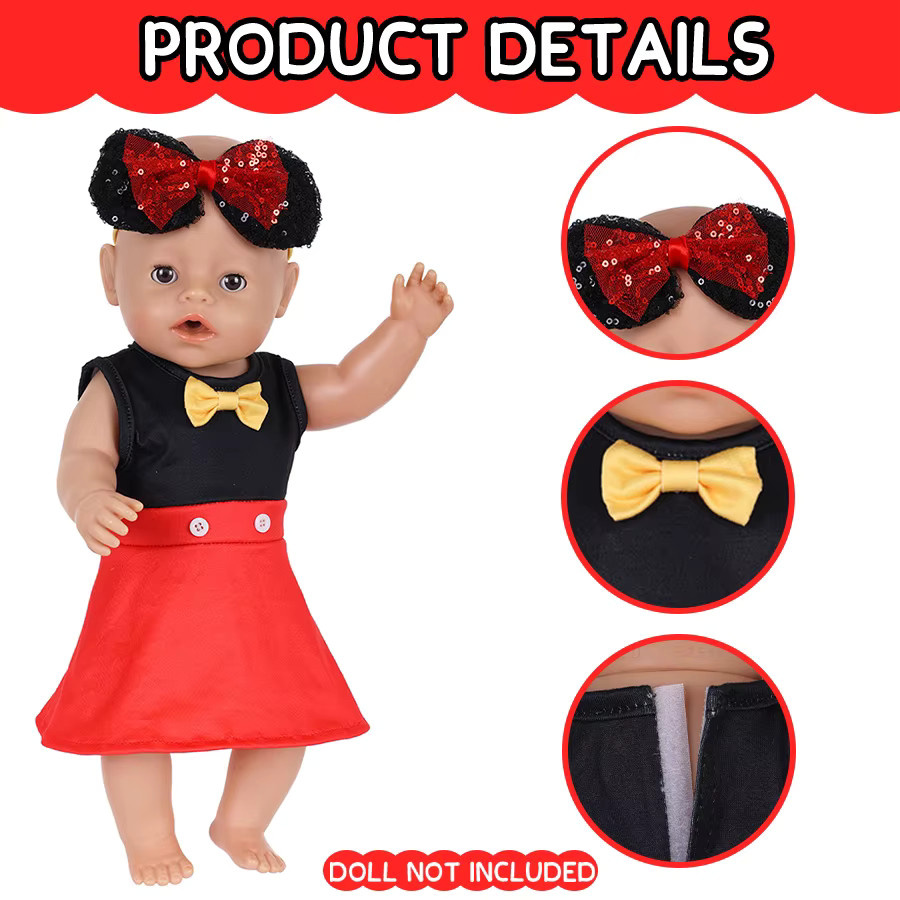 Dearbei Prinzessinnenkleid Outfit-Set für 18-Zoll-Puppen mit Haarband in Multicolour - Bild 3