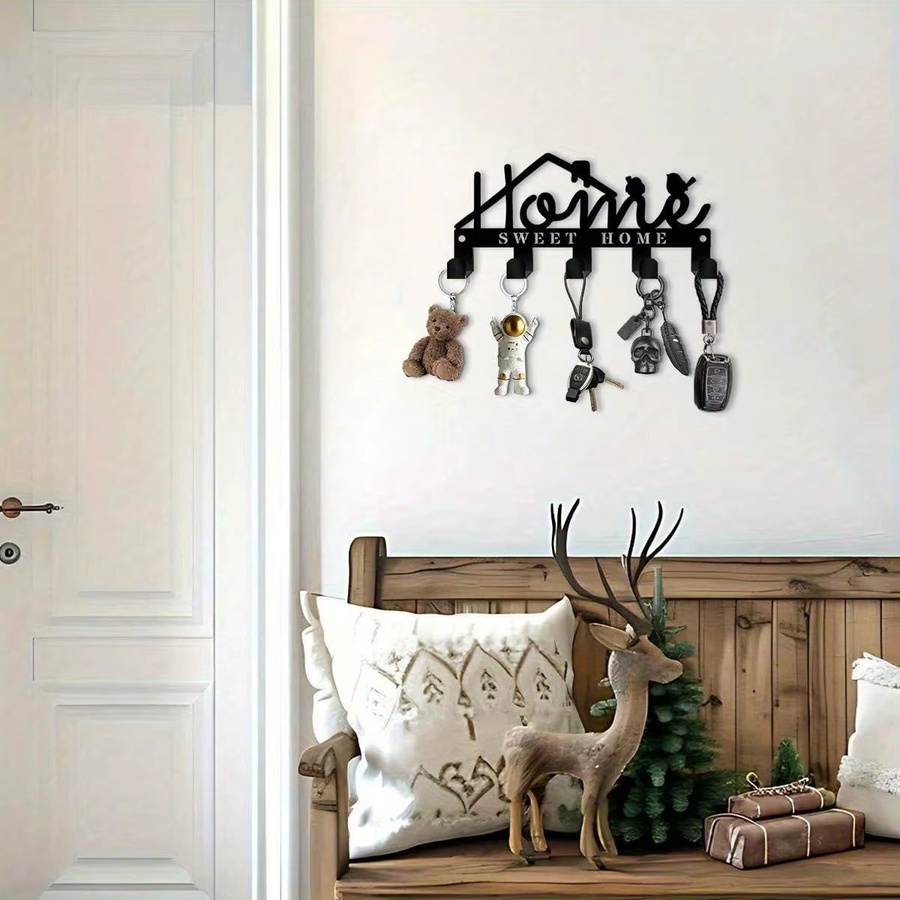 HELLOYOUNG Metall-Wandhaken-Set in Schwarz, minimalistischer abstrakter Schlüsselhalter und moderne Garderobenleiste für Flur und Badezimmer - Bild 4