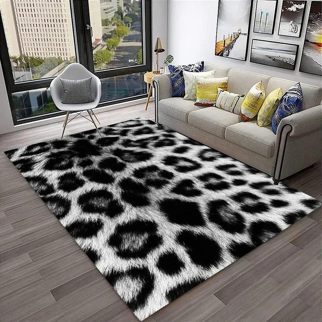 Karpetti Teppich mit Leopardenmuster in Multicolour, waschbarer Kunstfell-Teppich für Wohnzimmer und Schlafzimmer, B/L: 120 x 160 cm - Bild 1