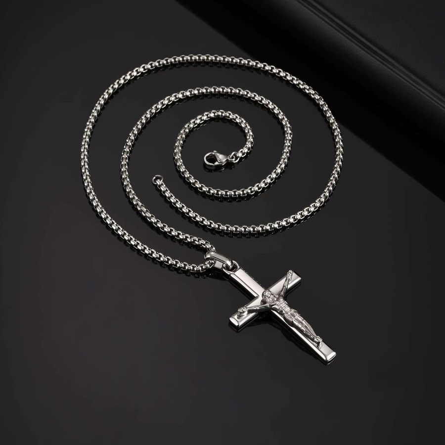 Vnox Halskette mit Kreuz-Anhänger, Edelstahl, Herren - Bild 3