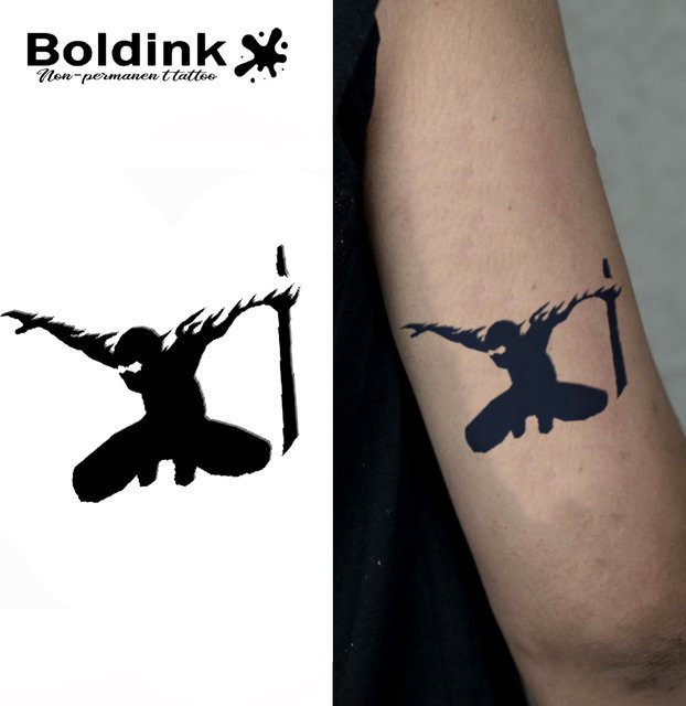 Boldink Warrior Silhouette Temporäres Tattoo, wasserfest, semi-permanent - Bild 1