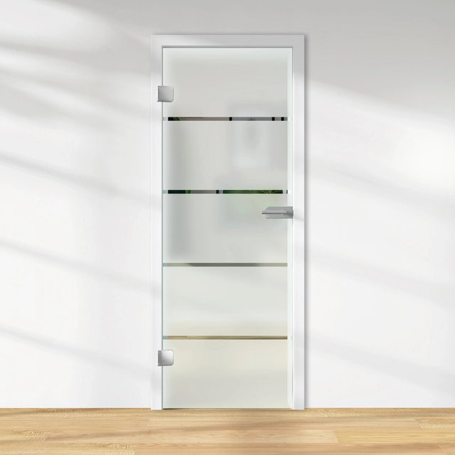 Skyscope Glasdrehtür ESG Floatglas mit Dekor Siebdruck in Weiß, DIN Links, H x B x T: 197,2 x 70,9 x 0,8 cm - Bild 1