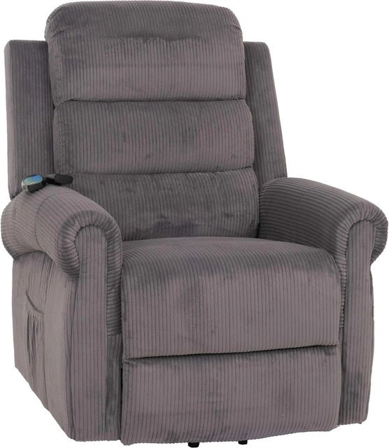 MCW Fernsehsessel K63 Relaxsessel mit Liegefunktion, Aufstehhilfe und Massagefunktion in Dunkelgrau Cord - Bild 1
