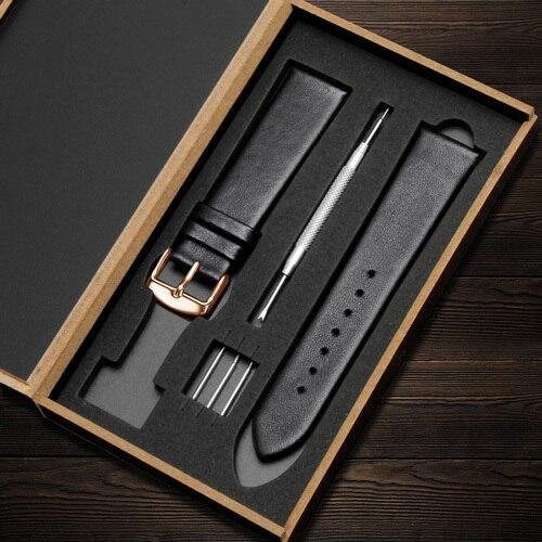 Uhrenarmband Echtleder, Schwarz, Unisex, 15 mm - Bild 1