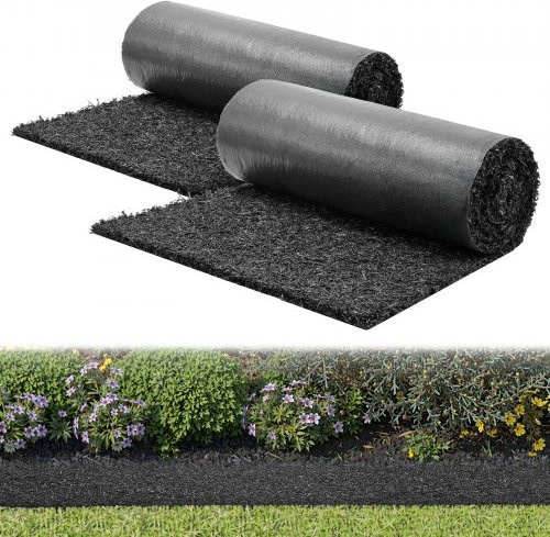 VEVOR Gummimulchmatte aus recyceltem Gummi, 2 Rollen, Unkrautvlies zur Unkrautunterdrückung für die Landschaftsgestaltung, B/L: 59 x 244 cm, Dicke: 1,3 cm - Bild 1