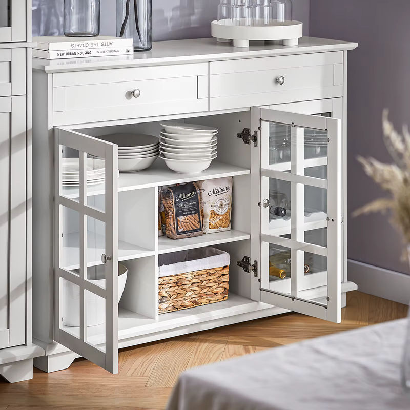 SoBuy Küchenschrank FSB77-W als Kücheninsel und Sideboard mit Glastür in Weiß, B/T/H: 119 x 40 x 90 cm - Bild 6