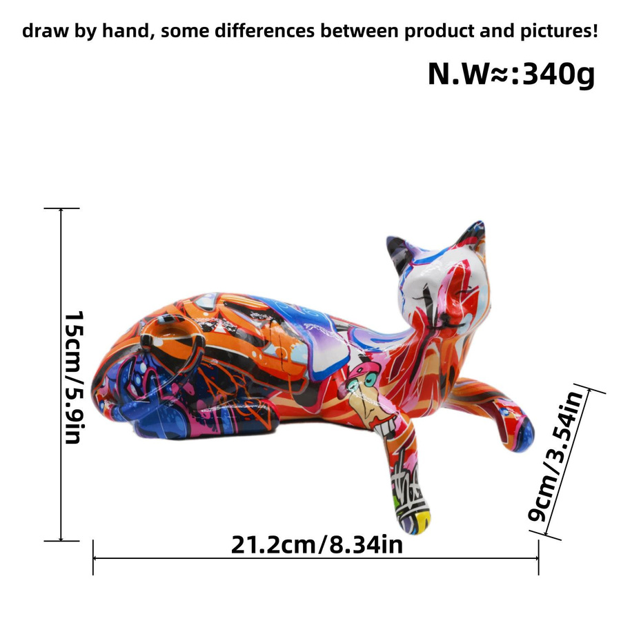 Yiran Furniture Dekorative Hängende Katze aus Harz als modernes Ornament für Wohnzimmer und Büro in Lila und Multicolour - Bild 2