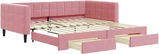 vidaXL Tagesbett ausziehbar mit Schubladen in Rosa, Samt, B/T/H: 100 x 200 x 68 cm - Bild 1