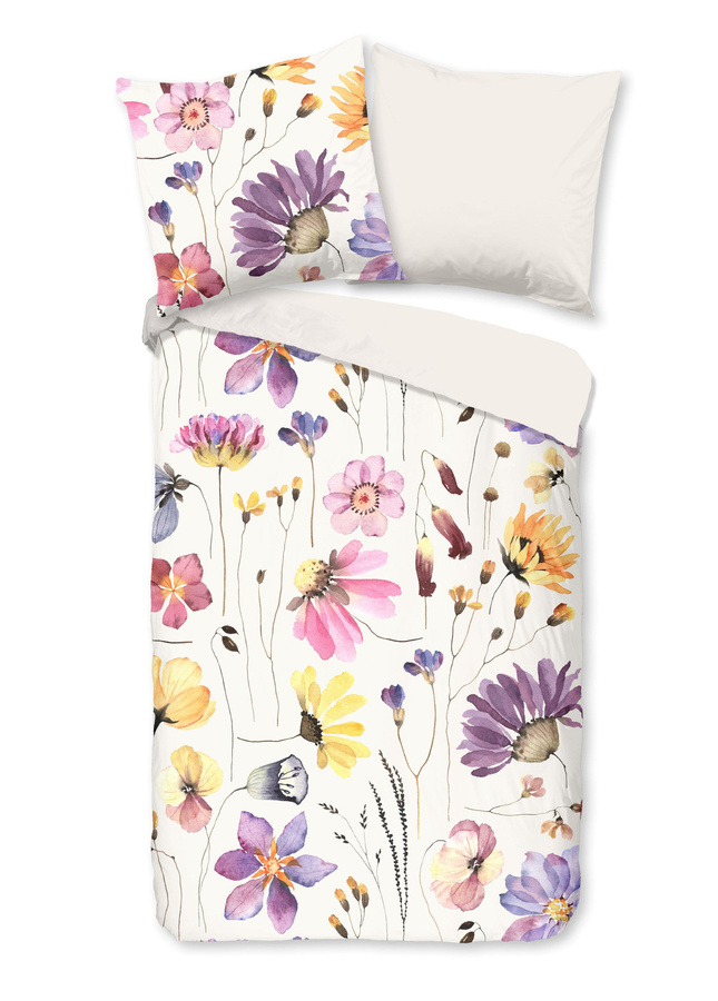 Good Morning Baumwoll-Bettwäsche Set Kate Gräser Blüten in Weiß und Bunt, Reversible Bettwäsche mit Bettbezug und Kissenbezug, B/H: 135 x 200 cm und 80 x 80 cm - Bild 1