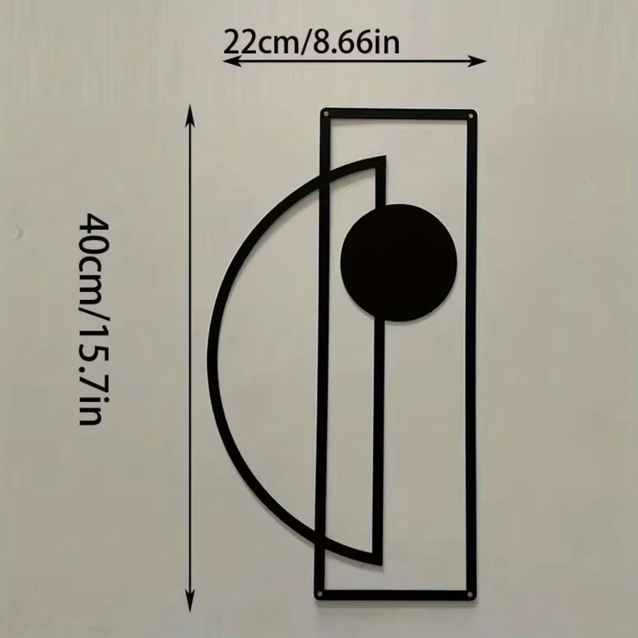 CIFbuy 2-teilige moderne abstrakte Metall-Wandkunst in Schwarz, minimalistische geometrische Eisenskulptur zur Wohndekoration - Bild 2