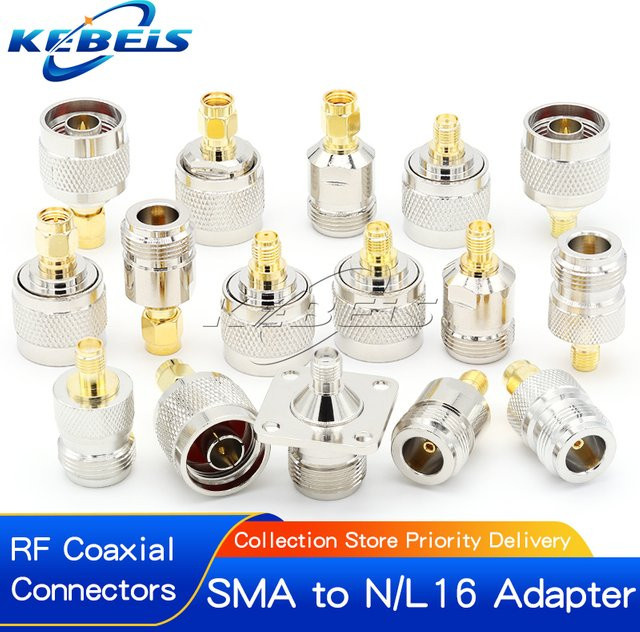 KEBEIS Koaxialadapter-Set SMA zu N und RPSMA Testkonverter-Kit in Silber - Bild 1