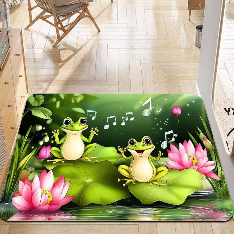 Waschbare Cartoon singender Frosch Fußmatte in Multicolour, weicher und rutschfester Teppich für Schlafzimmer und Küche, B/B: 60 x 40 cm - Bild 4