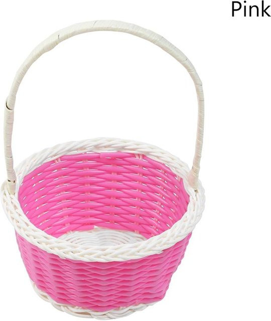 Handgefertigter Aufbewahrungskorb von Yanguo36 mit Blumenmuster in Rosa, Kunststoff, rund - Bild 1