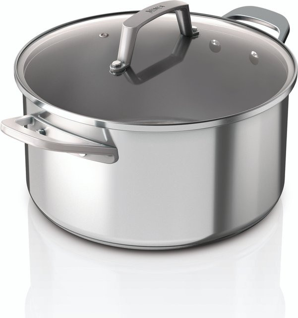 Ninja Suppentopf aus Edelstahl mit Glasdeckel, Silber, Durchmesser: 20 cm - Bild 1
