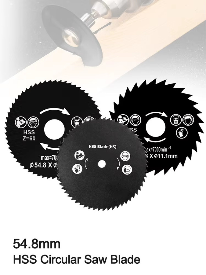 XCAN Mini-Kreissägeblatt HSS-Sägeblatt mit 30T oder 60T für Holz, PVC und Kunststoff, Durchmesser: 54,8 mm - Bild 6