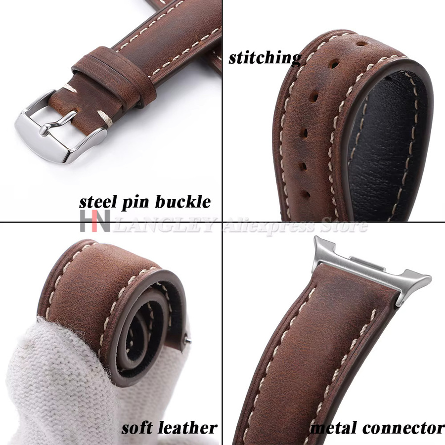 langley Uhrenarmband Kalbsleder, Retro, Unisex - Bild 5