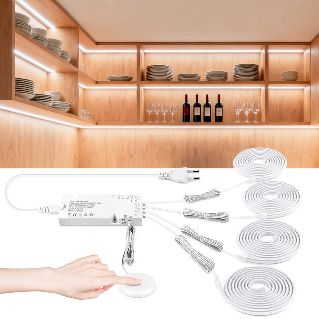 Rybakov Neon COB LED Streifen Set in Weiß mit Bewegungssensor und Touch-Schalter für Akustikpaneele und Küchenunterschränke, 24V - Bild 1