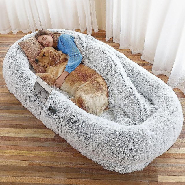 Großes Hundebett von Household supplies MH als warmes Haustier-Sofa aus Mikrofaser, abnehmbarer und waschbarer Bezug, B/T/H: 165 x 100 x 25 cm - Bild 1