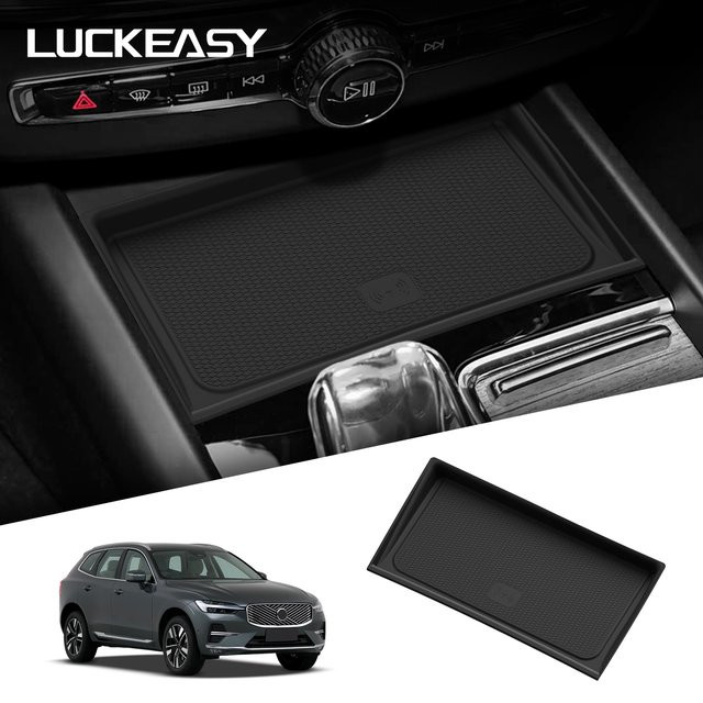 LUCKEASY Drahtloses Ladepad für Volvo XC60 2026, rutschfeste Lade-Matte für das Smartphone in Schwarz - Bild 1