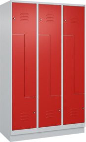 C+P Z-Spind Classic PLUS mit 6 Fächern, Sockel, Zylinderschloss, grau/rot, H x B x T: 195 x 120 x 50 cm - Bild 1