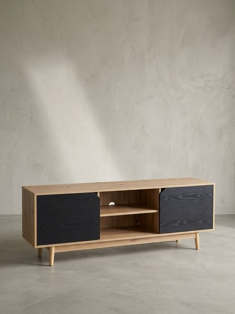 Modernes TV-Lowboard von KADIMA DESIGN in Eiche-Dekor mit 2 Türen, Braun-Schwarz, B/T/H: 150 x 40 x 55 cm - Bild 1