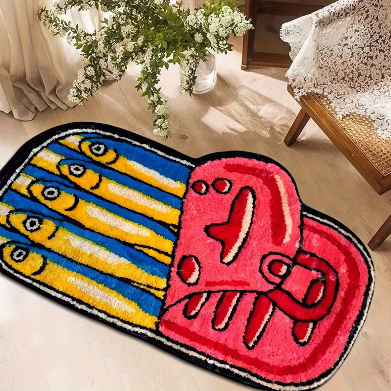 VIKAMA Teppich mit Sardinen-Print in Multicolour, rutschfest und pflegeleicht, B/T: 60 x 40 cm - Bild 3