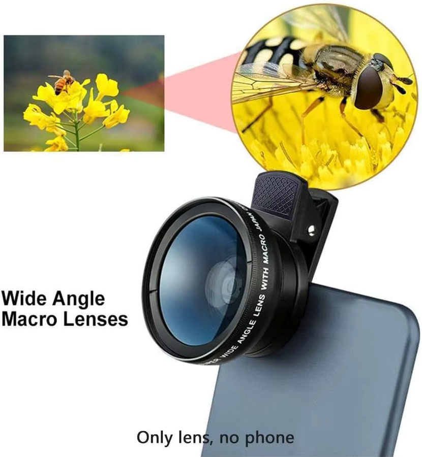 GOT-TOG 2-in-1 Universal-Clip Handy-Objektiv Set mit 0,45x Super-Weitwinkel und Makro HD-Linse, 37mm, Schwarz oder Gold - Bild 3