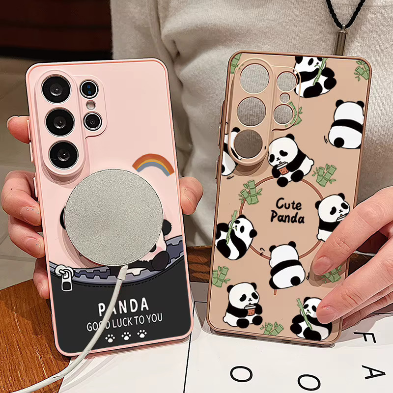 Magnetische Handyhülle mit Panda-Muster für Samsung Galaxy S26 S25 S24 S23 S25 Ultra S24 FE A56 A37 A17 A55 A36 A16 A15 5G in Schwarz - Bild 2