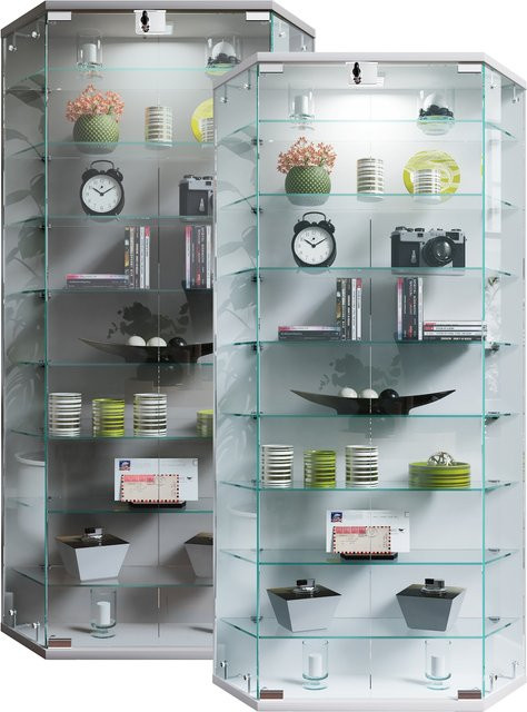 VCM Benila XL Hängevitrine aus Glas in Weiß mit ESG-Sicherheitsglas, H x B x T: 114 x 83 x 17 cm - Bild 1