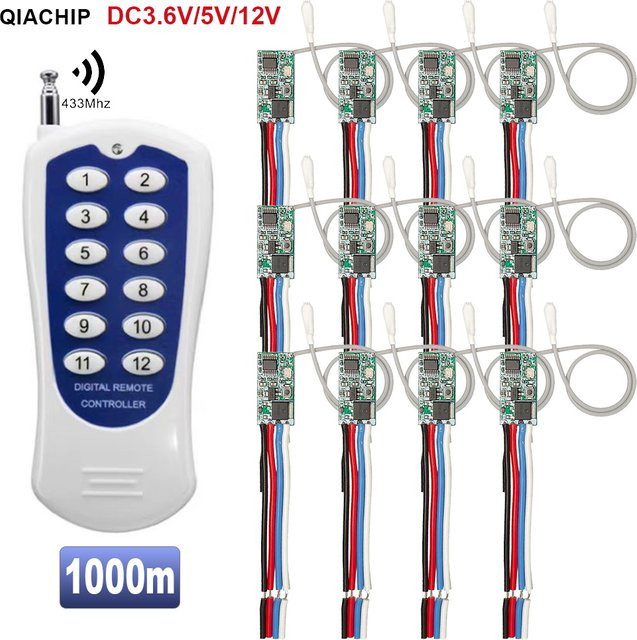 QIACHIP 433 MHz Drahtlose RF Fernbedienung mit Long Range Sender und Empfänger Modul für DC 5V 12V 24V Schalter - Bild 1