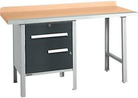 Kombiwerkbank Schäfer Shop Select PWi 150-2 mit Buche Multiplexplatte und Stahlkante, Anthrazit, B/T/H: 150 x 70 x 84 cm, bis 750 kg belastbar - Bild 1