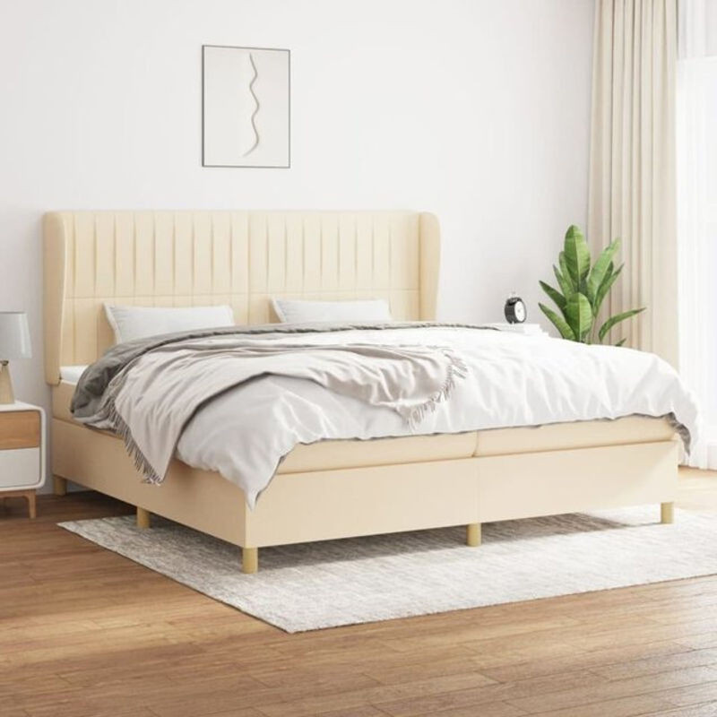 Vidaxl Boxspringbett mit Matratze aus Stoff in Beige, B/T: 200 x 200 cm - Bild 1