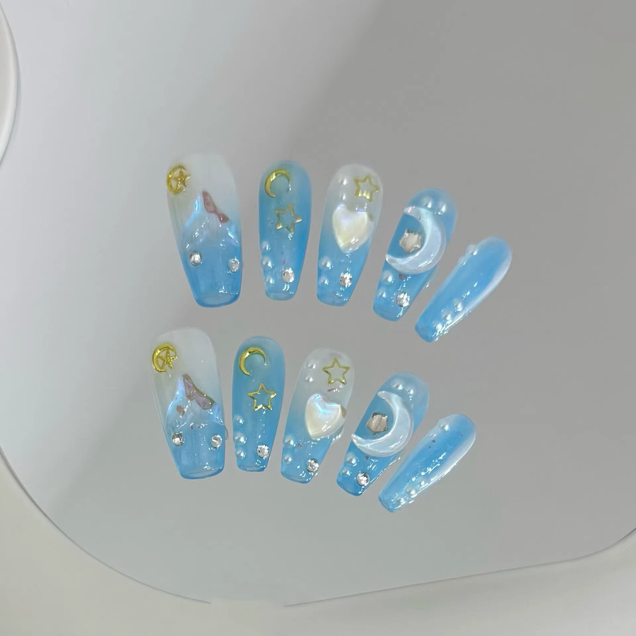 YADORNOS Künstliche Nägel zum Aufdrücken, Blau, Glänzend, Damen - Bild 2
