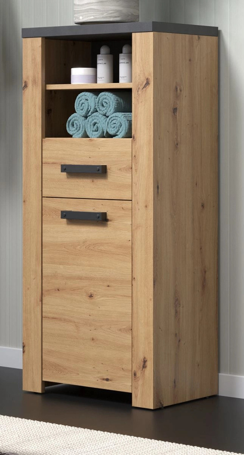 Badezimmer Kommode Jorik von TOP.FURN in Eiche Artisan und Grau, Breite: 118 cm, Tiefe: 53 cm - Bild 1