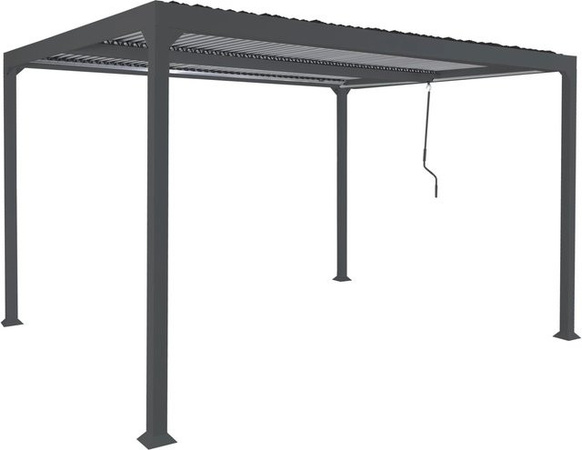 BERLINLODGE Alu Pergola Lamellen-Pavillon Terrassenüberdachung Anthrazit, H x B x T: 224 x 370 x 300 cm