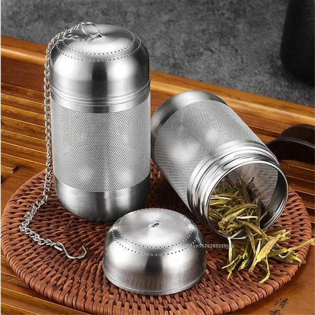 Simbuid Tee-Infuser aus Edelstahl in Silber mit extra feinem Sieb und Kette für losen Tee - Bild 1