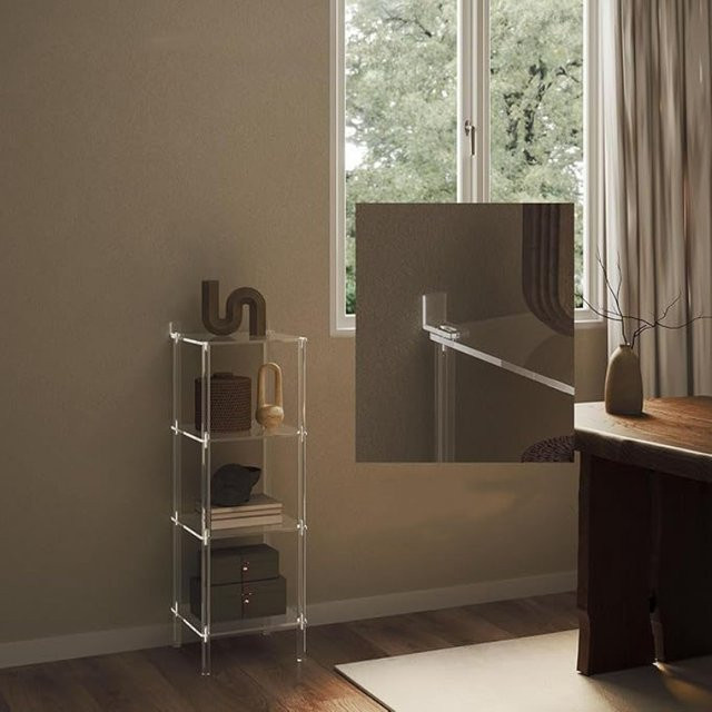 Oeny Multifunktionaler Beistelltisch aus Acryl in Transparent, Freistehendes Lagerregal für Wohnzimmer und Schlafzimmer - Bild 1