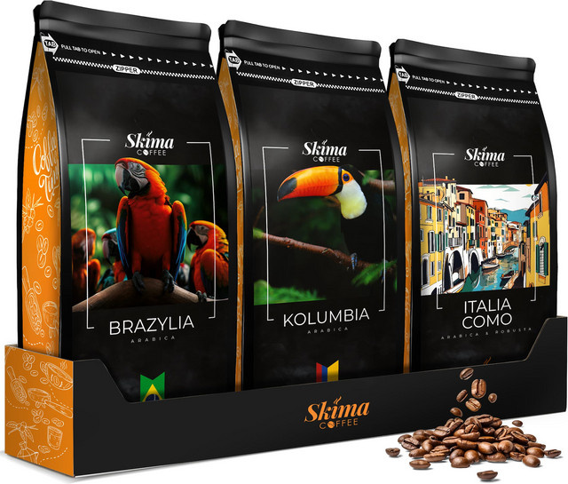 SKIMA COFFEE, Brasilien/Kolumbia/Italien Como, Ganze Kaffeebohnen, 3 x 1 kg - Bild 1